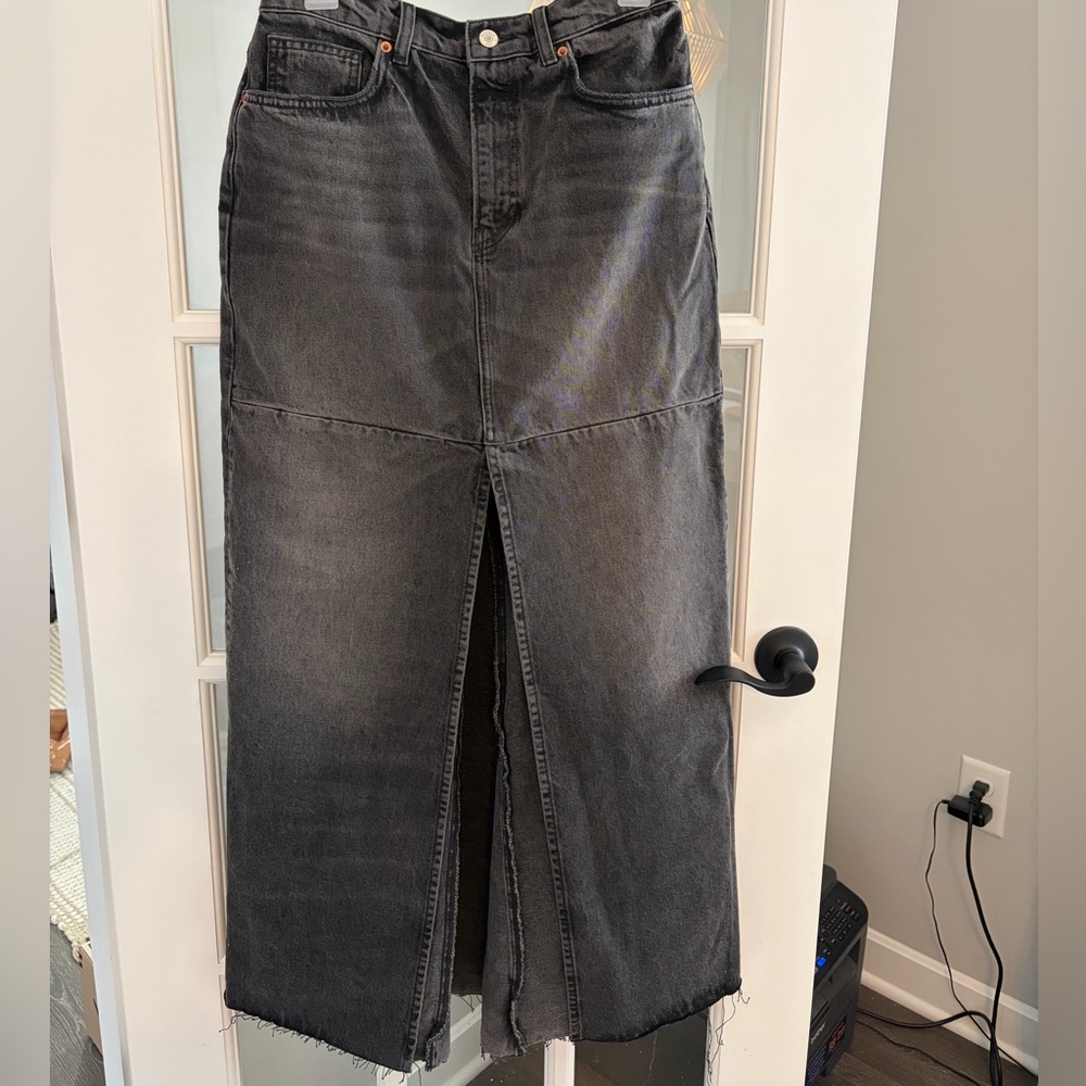 Reformation Black Denim Maxi Skirt